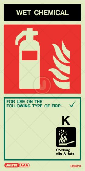 Jalite AAA Photoluminescent Self Adhesive Sign: Wet Chemical Fire Extinguisher Identification